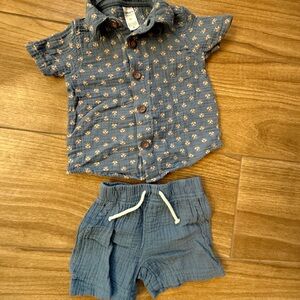 Blue Baby Outfit with Shirt and Shorts